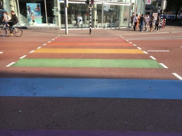 Zebrapad in regenboogkleuren.